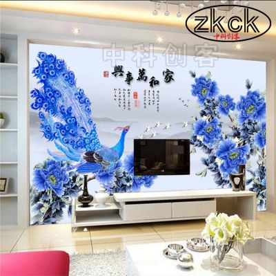 Peacock background print wall